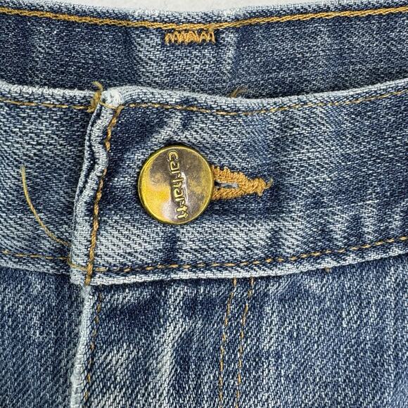 Carhartt Jeans Mens 36x32 Blue Denim Straight Leg Medium Wash Work Wear Cotton - Picture 4 of 9